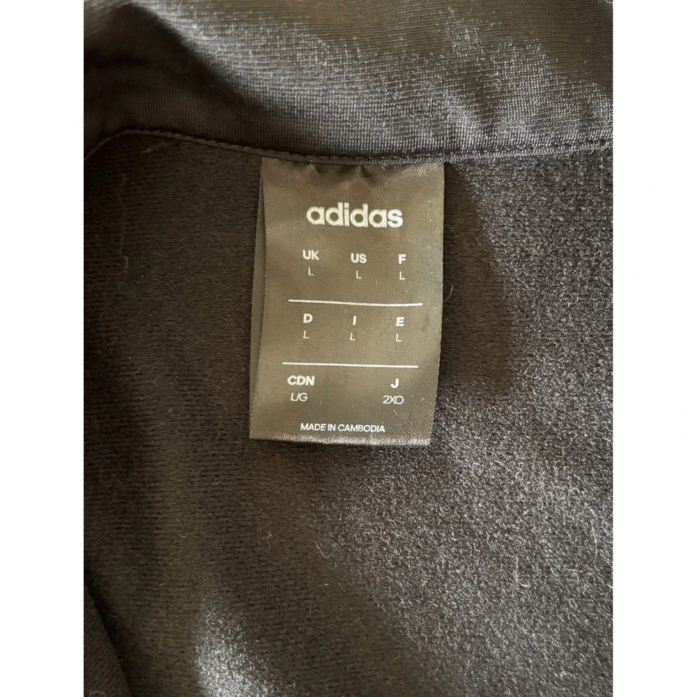 Adidas Mens Black White 3 Stripe Full Zip Track Jacket Large Recycled Polyester